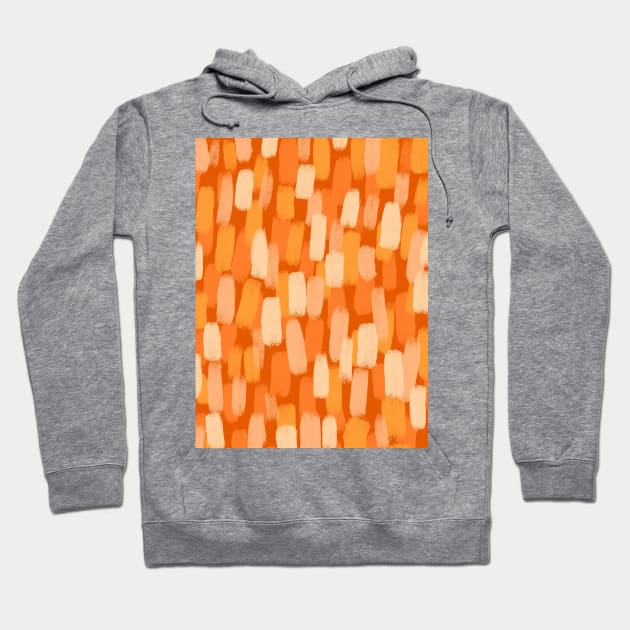 70’s Abstract, Shades of Orange, Paint Brush Effect Hoodie by OneThreeSix